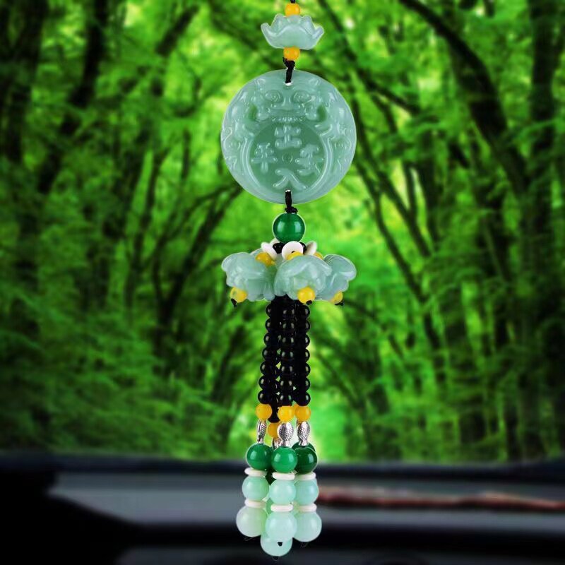 Car access to Ping An pendant in car rear mirror pendant vehicle Hoist Leopard Guanyin Green Jade Lotus Adornment