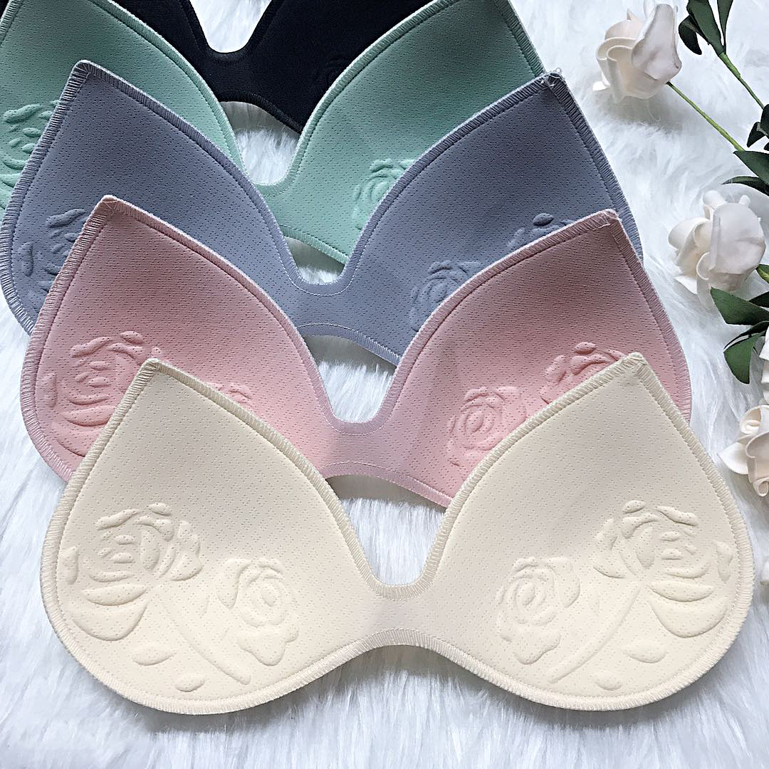 Natural latex cushion Poly Sports Bra Meme Back Removable Replacement Cushion Drop Shaped Mold Cups Underwear Chest Cushion Inserts