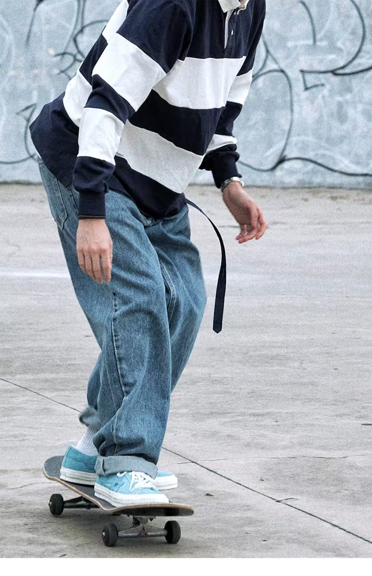 1996 dài tay retro nhỏ tươi lỏng ve áo khâu đường phố đôi quốc gia thương hiệu sọc áo POLO UDNT áo khoác polo
