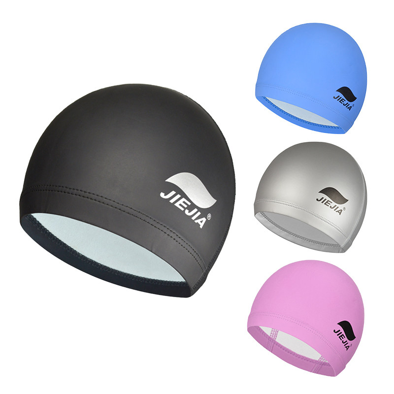 JIEJIA JIA JIA JIA PU coated swimming cap Waterproof and breathable resilience New swimming cap long hair for men and women