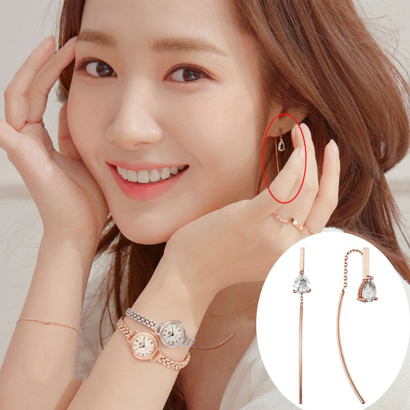 Her Private Life Park Minying's earrings of the same style S925 silver Korean version of exquisite water drop zircon fashion earring earrings