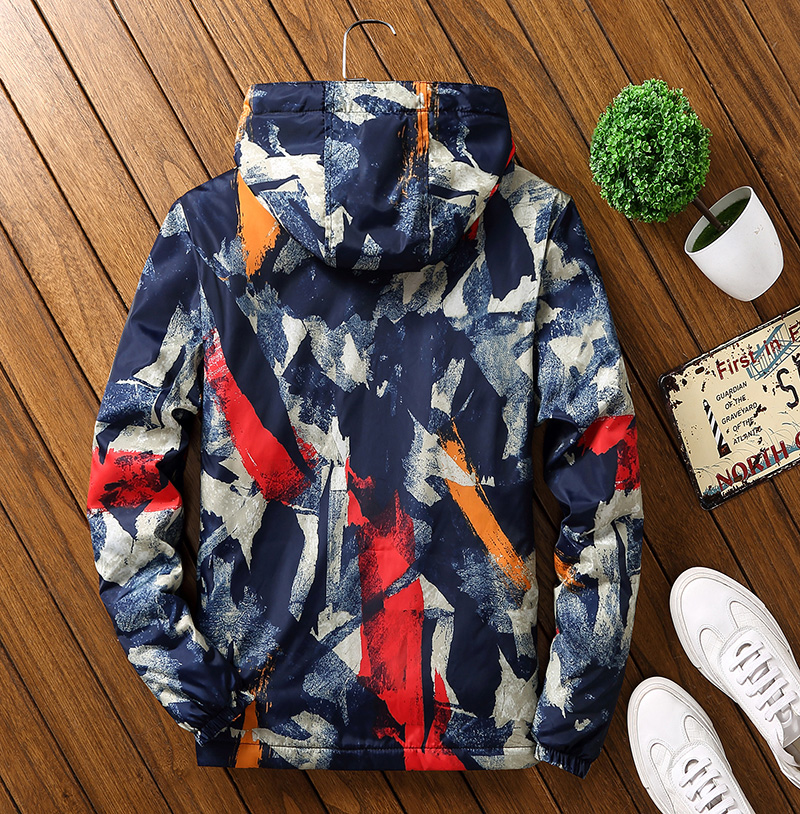 Áo khoác cotton nam XL giản dị nhẹ mùa đông ngụy trang áo khoác cotton xu hướng áo béo mùa đông béo áo khoác uniqlo