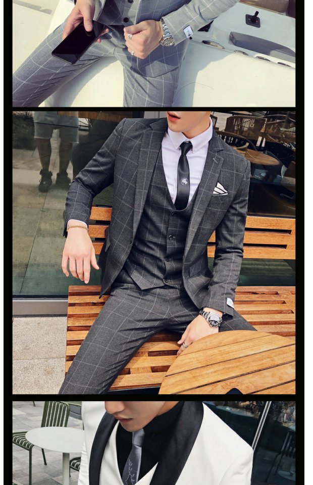 Bộ đồ vest nam thanh lịch giản dị phiên bản Hàn Quốc của xu hướng kinh doanh đẹp trai Xiaoxi Slim body set hai bộ váy cưới áo vest nam cao cấp