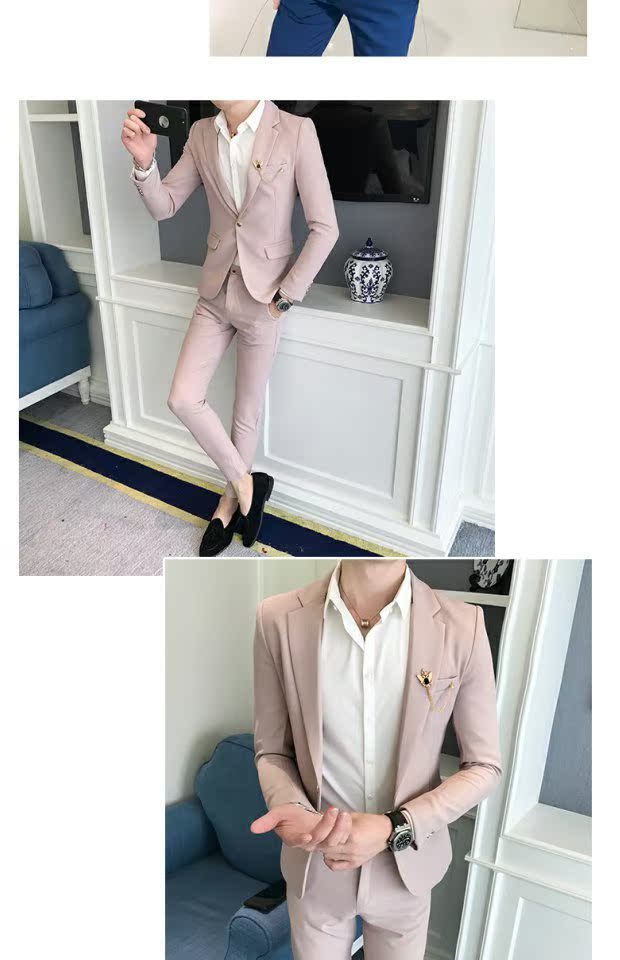 Bộ đồ nhỏ nam tự tu luyện phiên bản Hàn Quốc của chàng thanh niên đẹp trai mảnh mai phù hợp với bộ đồ nam nam tạo mẫu tóc hai mảnh quần tây nam đẹp