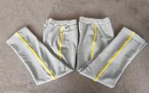 Summer and autumn to primary and middle school boys and girls cotton sweatpants gray xiao fu ku parquet together Bar yellow edge trousers