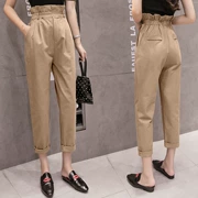 Thu đông 2018 phiên bản Hàn Quốc mới là quần harem mỏng 9 quần lửng ống rộng chân hoa cao eo pants quần âu