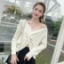Áo len cổ lọ dáng lệch vai nữ 2018 mùa thu mới Hàn Quốc thời trang tay áo trái tim máy hoang dã thoi trang nu Áo / áo thun