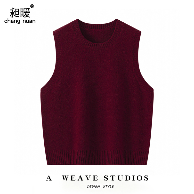 2026 Autumn/Winter Thickened Round Neck Layered 100% Wool Knitted Vest for Women, Loose Short Sleeveless Sweater Vest 2026 Autumn/Winter Thickened Round Neck Layered 100% Wool Knitted Vest for Women, Loose Short Sleeveless Sweater Vest