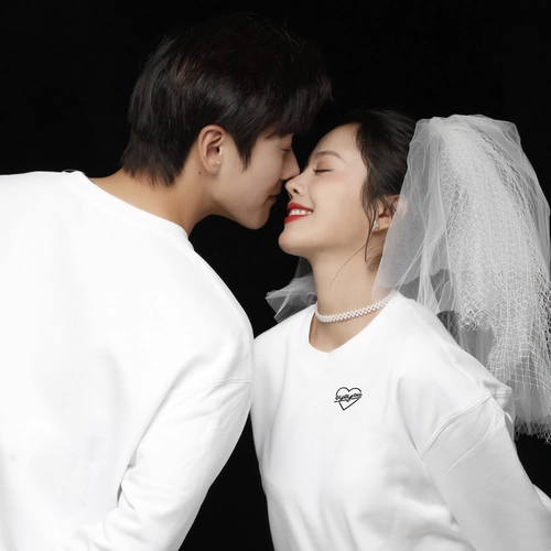 Осенняя демисезонная парная одежда для влюбленных, толстовка, рубашка, с вышивкой