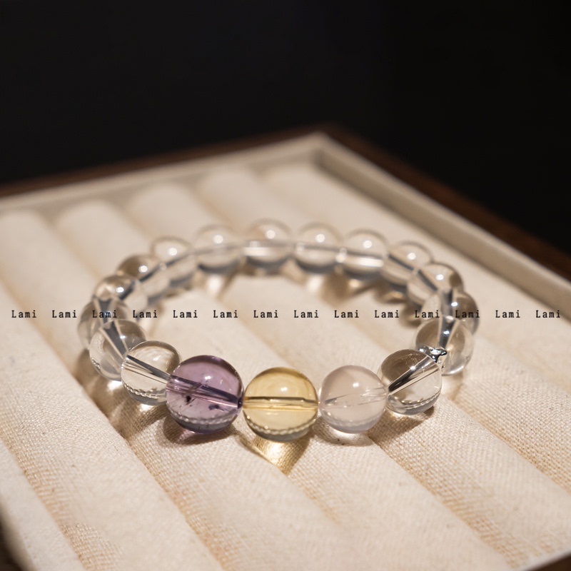 【Pure World Radiance】Lami Original Natural White Crystal Bracelet S925 Silver Crystal Bracelet Versatile Transparent Beaded Bracelet