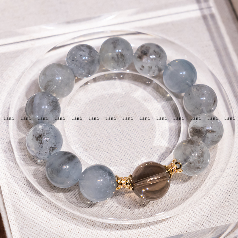 Lami's Original Design, Ultra-High-Quality Aquamarine Black Sparkling Crystal Bracelet for Women, Niche Luxury Exquisite Bracelet Jewelry