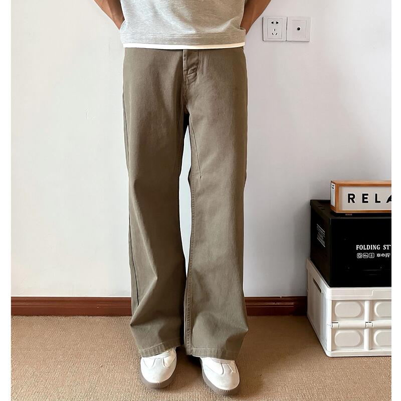 Ldnf Studio Maillard American Retro Washed Distressed Flared Jeans for Men, Straight-Leg Versatile Long Pants