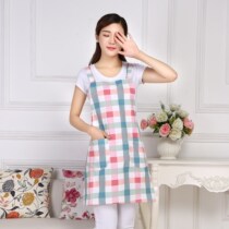Home Cooking Without Cuff apron Korean version Fashion women Style pure cotton fabrics Summer light and breathable All cotton linen