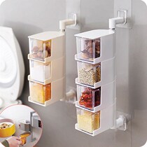 Eurostyle seasoning bottle glass Zoo combined with stainless steel suit Oil salt sauce Vinegar Containing Box Hanging Wall Style Seasoning Jar