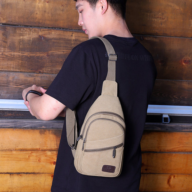2023 ໃຫມ່ Trendy Men's Shoulder Messenger Bag Men's Outdoor Chest Backpack Casual Canvas Shoulder Bag Chest Bag Small Bag