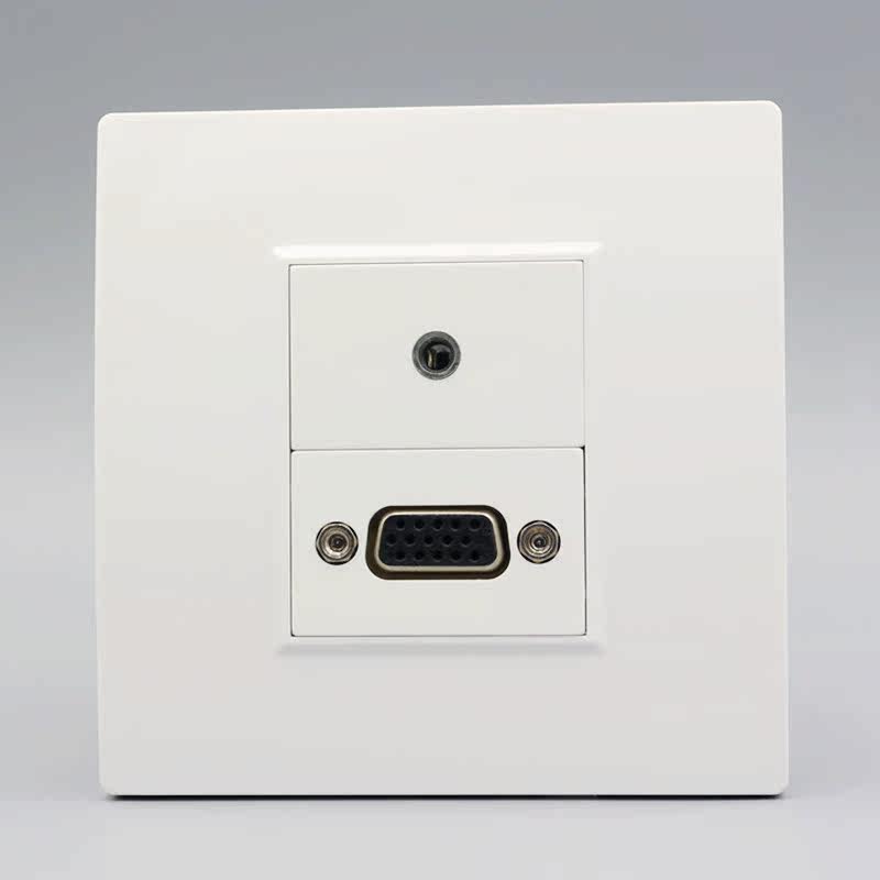 Аудио разъем 86型vga直插加3.5mm耳机对接插座电脑显示器带音频多媒体墙壁面板 Neutral