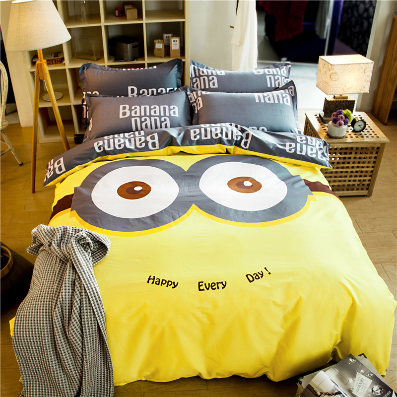 One meter five bedding four-piece set 1 8m cartoon cotton boys and girls 1 2m children's cotton bedding three-piece set