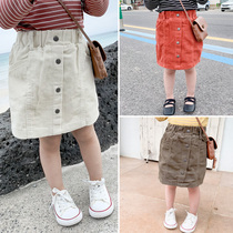 2022 female childrens clothing new corduroy Korean childrens skirt female baby Autumn foreign style short skirt