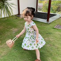 2021 female childrens clothing summer new flower vest Korean casual childrens dress female baby princess skirt