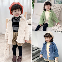 2022 female childrens clothing new velvet Korean casual Childrens jacket female baby baby Foreign style clothes top