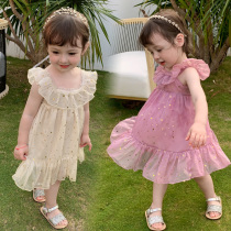 2021 female childrens clothing summer dress new Fairy Star Korean childrens dress baby girl princess skirt