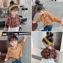 2022 female childrens clothing new knot Korean childrens long sleeve shirt female baby baby Foreign style shirt