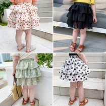 2021 female childrens clothing summer new chiffon Korean childrens cake skirt female baby Summer Children foreign style short skirt