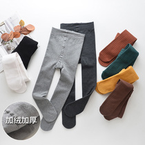 2021 Womens winter clothing new twist brushed Korean version of childrens hosiery pants women Baby children long pants Joker