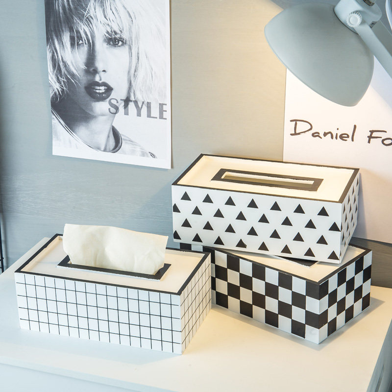 Nordic INS minimalist creative wooden tissue box European living room drawing box household napkin drawing box