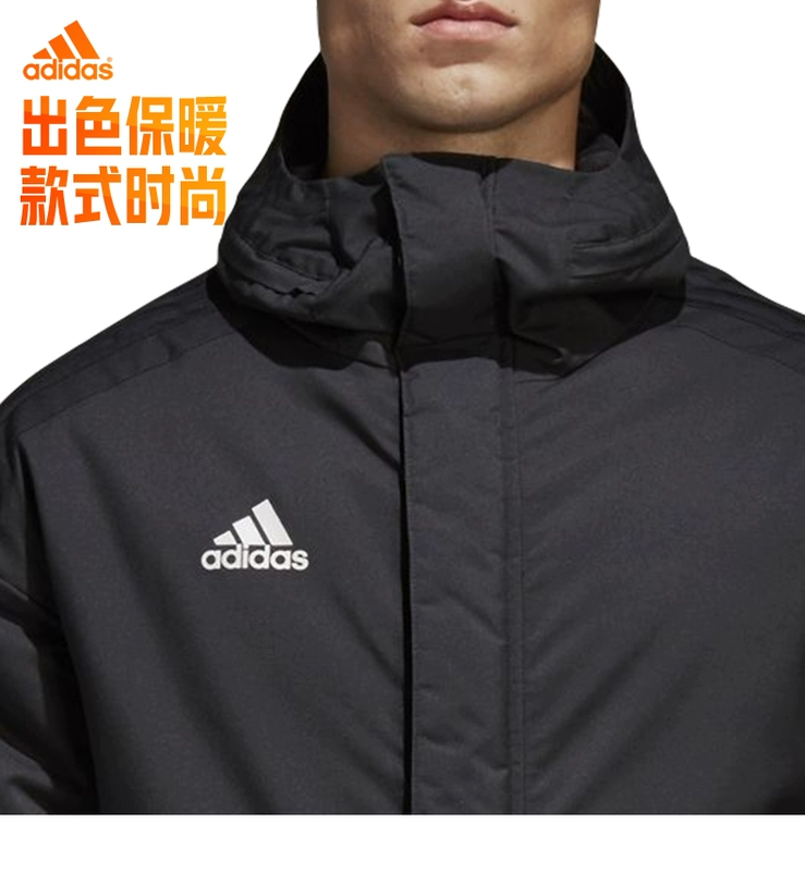 Adidas Adidas JKT18 Bóng đá nam đào tạo thể thao Cotton ấm trùm đầu Cotton BQ6594
