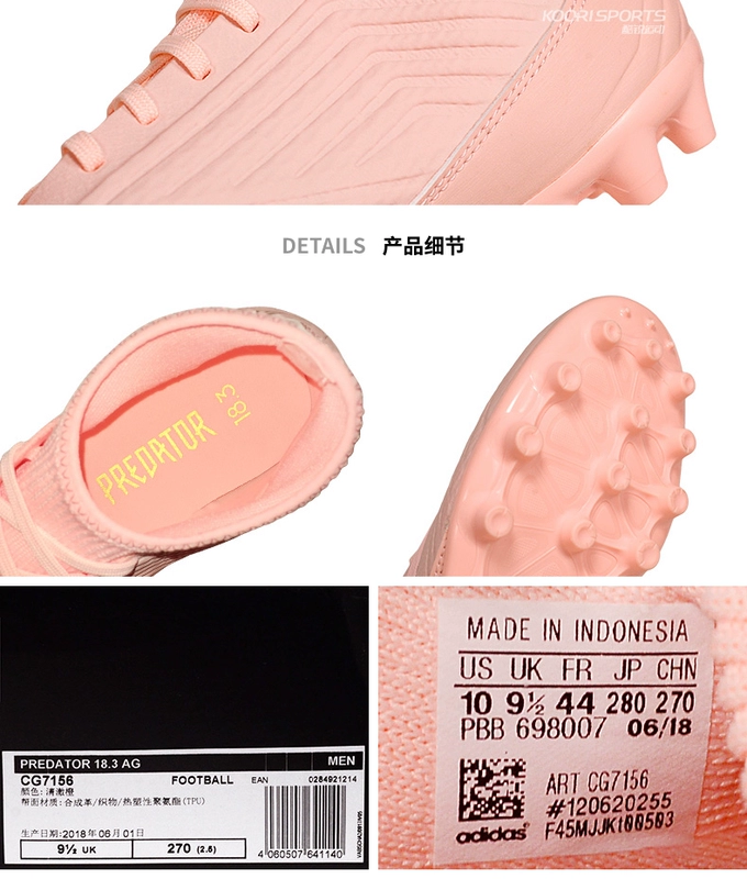 Adidas PREDATOR 18.3 AG móng tay ngắn cỏ nhân tạo trò chơi giày chống trượt Falcon giày bóng đá nam CP9307