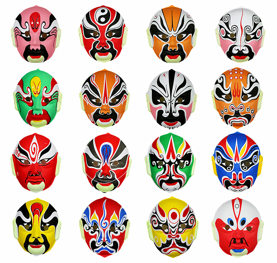 1 Lin Fang 10g Halloween ball hand-painted Chinese Peking Opera mask face change children's Peking Opera face mask decoration