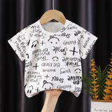 Детская футболка с коротким рукавом, приятная телу летняя одежда для мальчиков для отдыха, в западном стиле