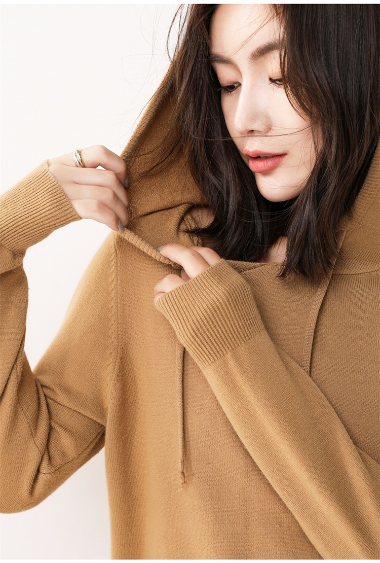 Áo sơ mi nữ lưới đỏ nguyên bản đơn giản áo len trùm đầu nữ 2018 mới áo len hoodie váy dài áo len - Áo len áo len nữ đẹp