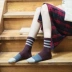 18 mùa thu mới nước Anh gió retro màu sắc kết hợp ba thanh đan ống nữ vớ vớ cotton thoải mái