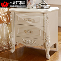 European bedside table French bedside table solid wood nightstand Korean pastoral bedside cabinet storage cabinet storage cabinet White