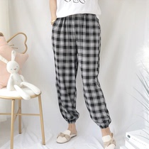 Cotton silk pajama pants womens large size trousers summer thin cotton cotton cotton pants