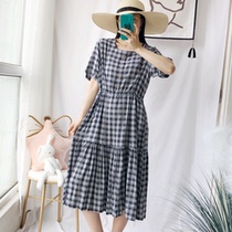 Summer cotton silk floral dress long style foreign collar artificial cotton long skirt bohemian beach skirt