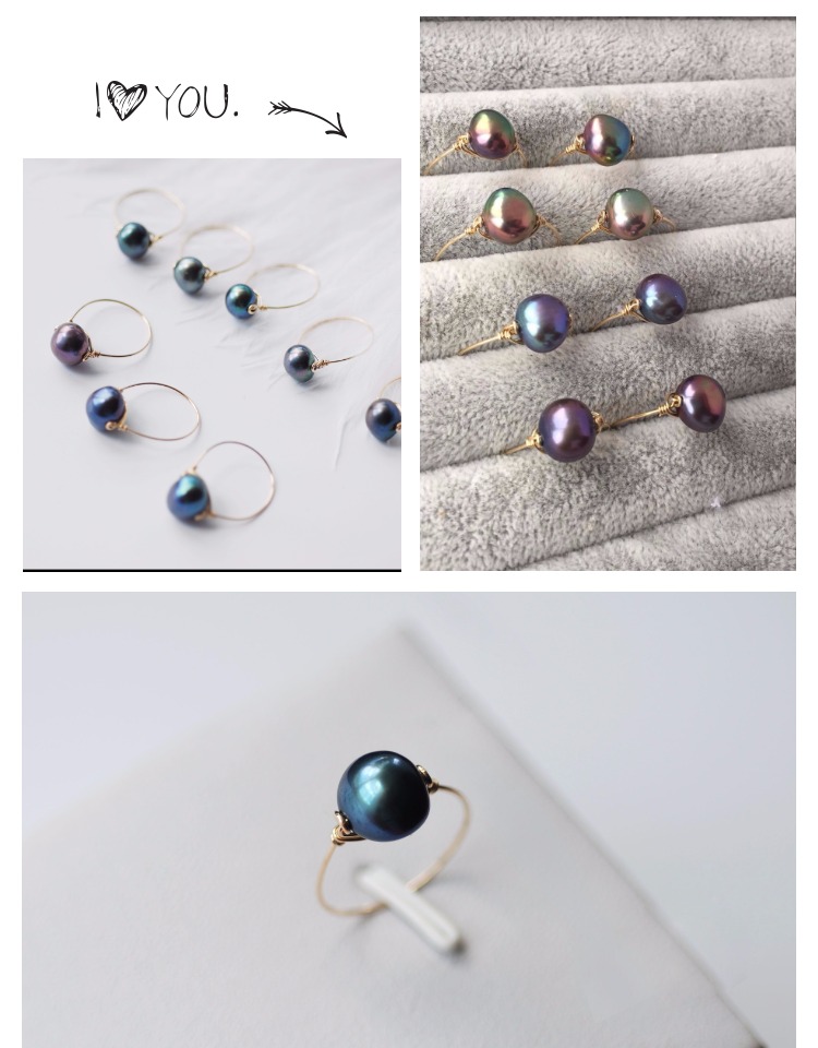 Nhẫn ngọc trai đen Nữ Baroque Nước ngọt bất thường Không khí đơn giản Tính cách ban đầu Handmade tùy chỉnh Chỉ số nhẫn ngón tay - Nhẫn nhẫn phong thủy nam