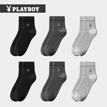 playboy men's mid length cotton socks summer thin socks 100% cotton odor resistant sweat absorbing breathable spring autumn