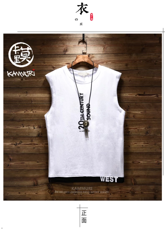 Áo vest nam mùa hè 2019 mới không tay xu hướng áo thun xuồng Hàn Quốc phiên bản chữ in hoa cotton trẻ trung - Áo vest cotton