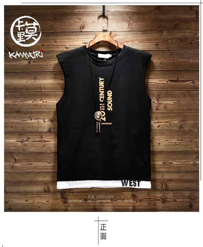 Áo vest nam mùa hè 2019 mới không tay xu hướng áo thun xuồng Hàn Quốc phiên bản chữ in hoa cotton trẻ trung - Áo vest cotton vest trung niên