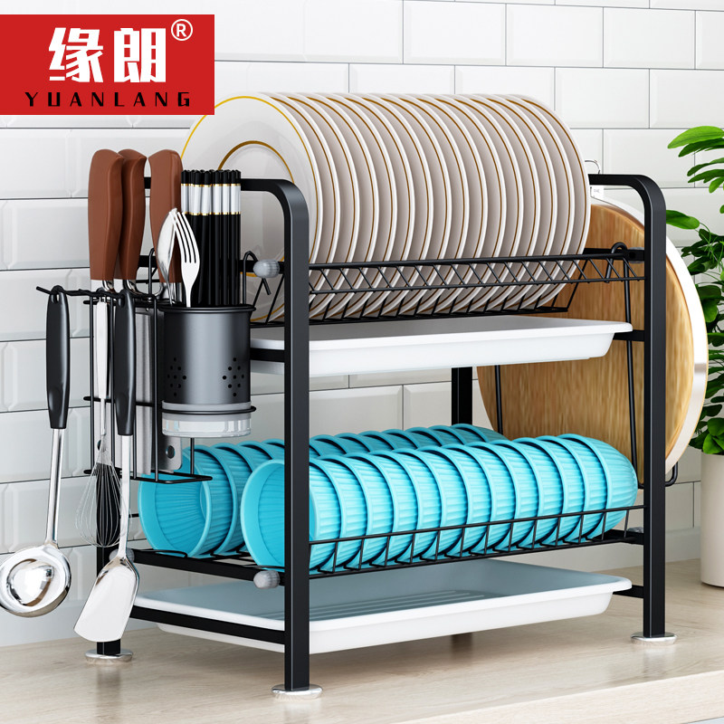 304 stainless steel double decker Dish Rack Bowl Rack Drain Rack Kitchen Supplies Shelve Pan chopsticks Chopsticks Cutting Board Racks