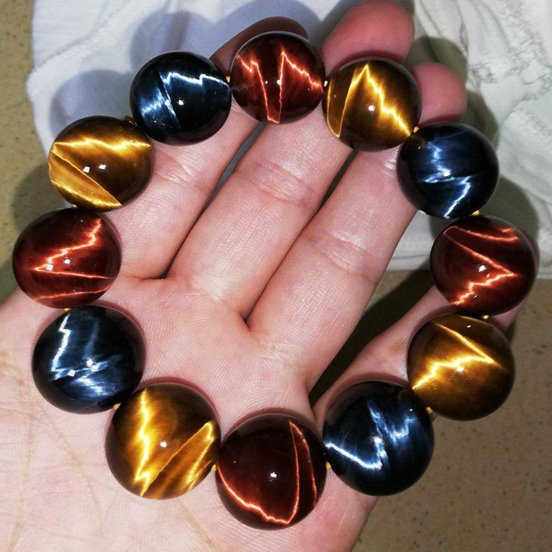 Color tiger eye stone lightning eye yellow tiger eye stone hand chisel male tiger eye stone tiger eye bracelet tiger spar 8A color tiger