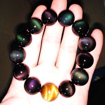 Natural double rainbow eye obsidian bracelet male and female lovers single circle multi-circle 108 Tiger eye stone Buddha beads hand string
