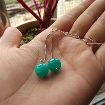 Natural Brazilian Tianhe Stone tassel earrings ear hanging 925 sterling silver inlaid Japanese and Korean fashion womens earrings