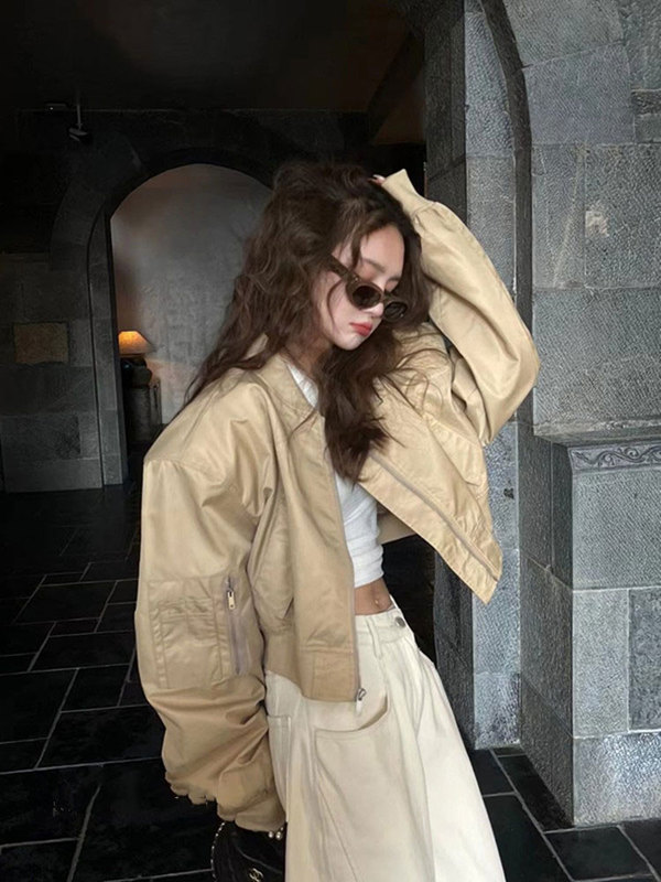 American Retro Bomber Jacket, Baseball Uniform Jacket, Women's Spring and Autum 2026 New Loose Casual Short Top