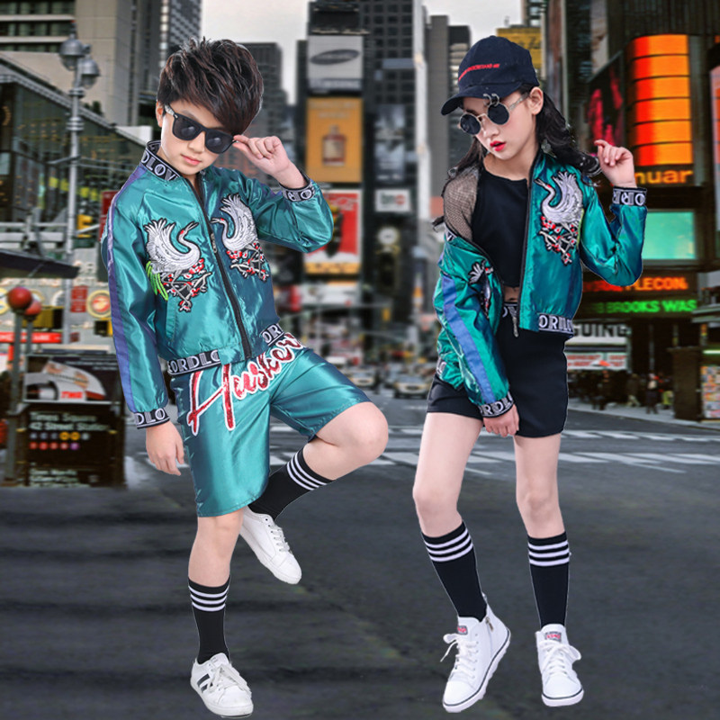 Children's performance costumes new embroidered jazz dance hip-hop street dance costumes men and women children's dance performance clothing trend