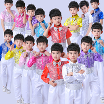 Children short sleeve back with pants boy 61 Performance Costume Flowers Child Presenter Dress Boy Big Choral Performance Suit