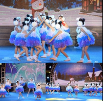 Young children dance fluffy dress Children dance suit group Dance Under the snow The small lotus snow baby Children acting out the clothes